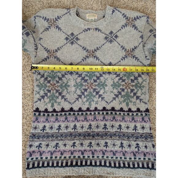 Vintage 90s St Johns Bay Wool Blend Sweater Large V-Neck Nordic Fair Isle Purple - Picture 10 of 13